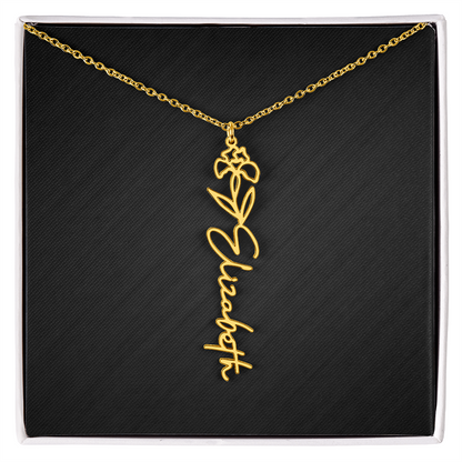 Personalized Birth Flower Name Necklace