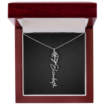 Personalized Birth Flower Name Necklace