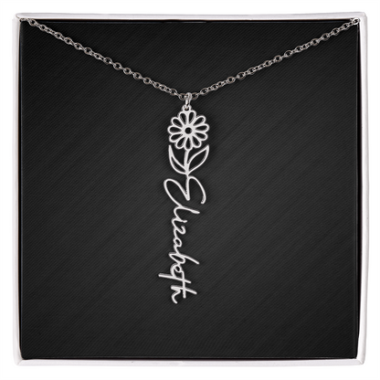 Personalized Birth Flower Name Necklace
