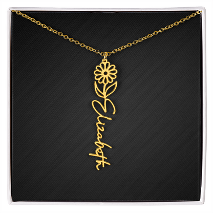 Personalized Birth Flower Name Necklace