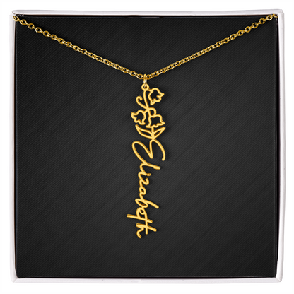 Personalized Birth Flower Name Necklace