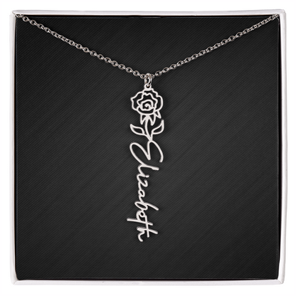 Personalized Birth Flower Name Necklace