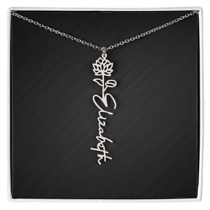 Personalized Birth Flower Name Necklace