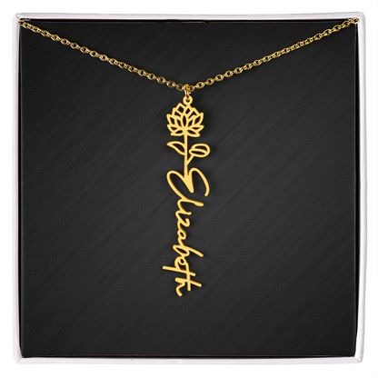 Personalized Birth Flower Name Necklace