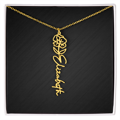 Personalized Birth Flower Name Necklace