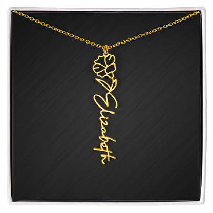 Personalized Birth Flower Name Necklace