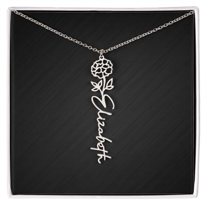 Personalized Birth Flower Name Necklace