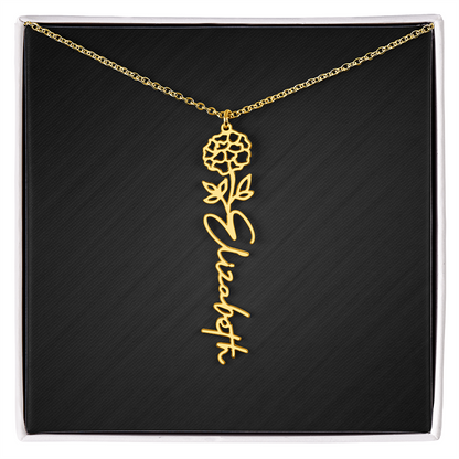 Personalized Birth Flower Name Necklace