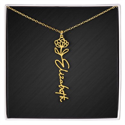 Personalized Birth Flower Name Necklace