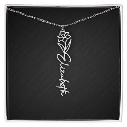 Personalized Birth Flower Name Necklace