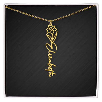 Personalized Birth Flower Name Necklace