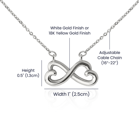 Endless Love Heart Infinity Necklace – 14k White or 18k Gold Romantic Jewelry Gift
