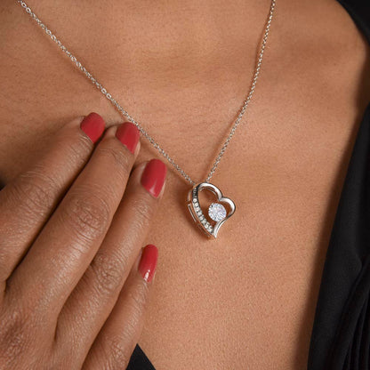 Forever Love Heart Pendant Necklace – Cubic Zirconia Jewelry Gift in 14k White or 18k Gold