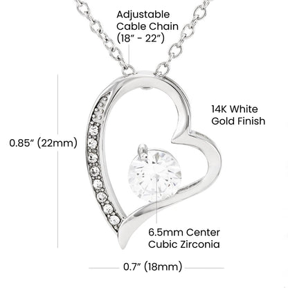 Forever Love Heart Pendant Necklace – Cubic Zirconia Jewelry Gift in 14k White or 18k Gold