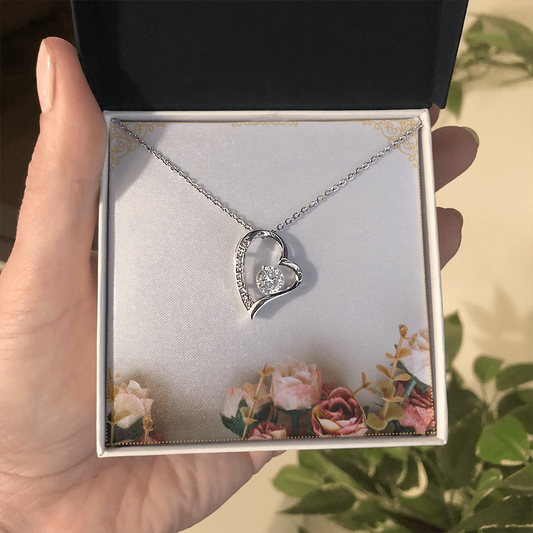 Forever Love Heart Pendant Necklace – Cubic Zirconia Jewelry Gift in 14k White or 18k Gold