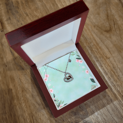 Baby Feet Heart Necklace – New Mom Keepsake with Sparkling CZ & Rose Gold Feet