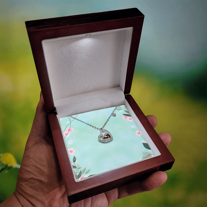 Baby Feet Heart Necklace – New Mom Keepsake with Sparkling CZ & Rose Gold Feet