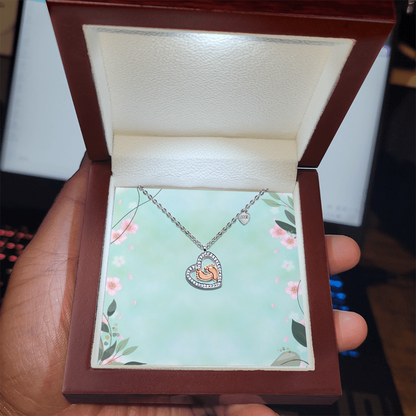 Baby Feet Heart Necklace – New Mom Keepsake with Sparkling CZ & Rose Gold Feet