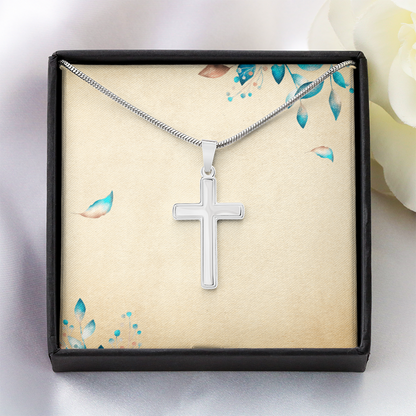 Stainless Steel Cross Necklace – Unisex Christian Jewelry with Adjustable Snake Chain