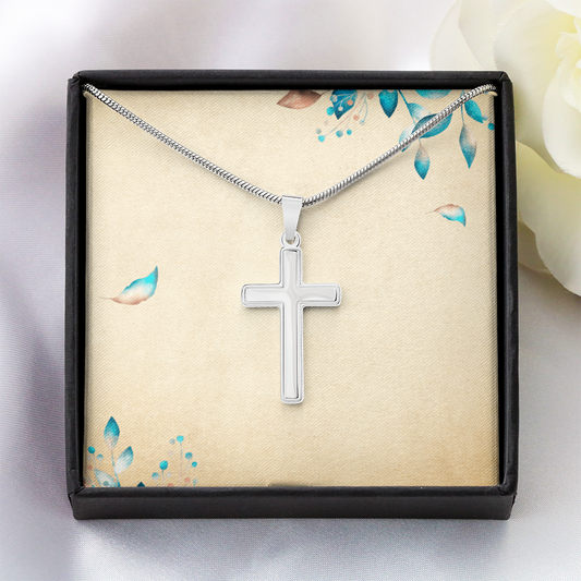 Stainless Steel Cross Necklace – Unisex Christian Jewelry with Adjustable Snake Chain