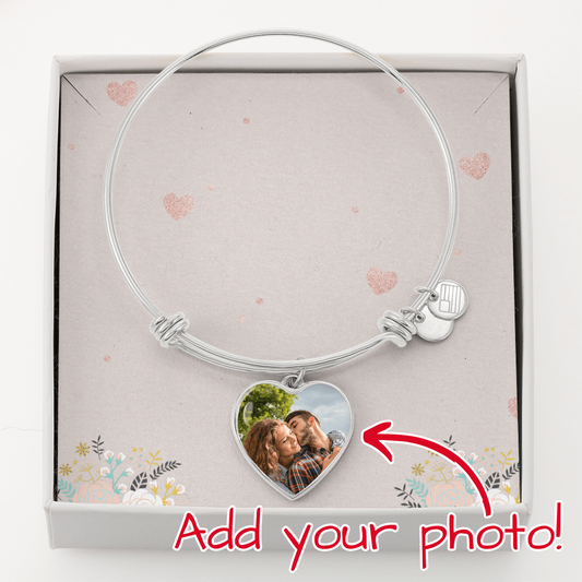 Personalized Heart Pendant Bangle
