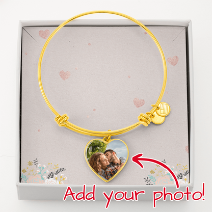 Personalized Heart Pendant Bangle