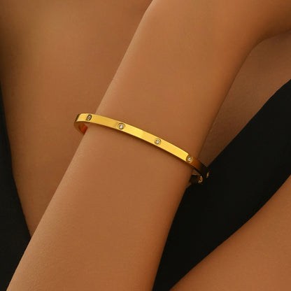 18K Gold Minimalist Rhinestone Bracelet – Hypoallergenic Stainless Steel Jewelry