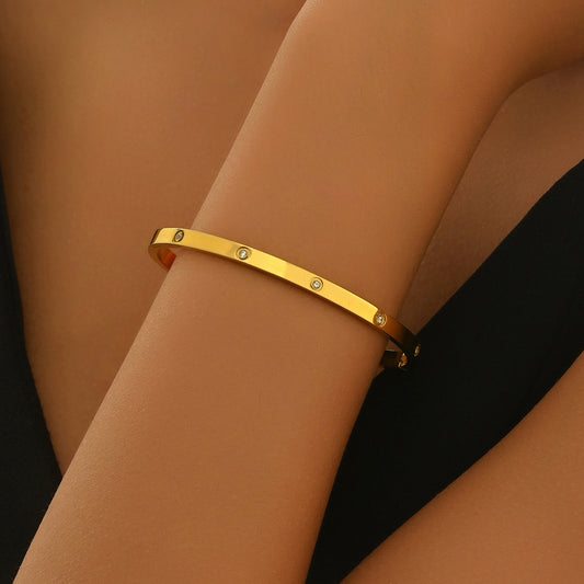 18K Gold Minimalist Rhinestone Bracelet – Hypoallergenic Stainless Steel Jewelry