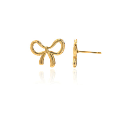 18K Gold Minimalist Bow Earrings – Hypoallergenic Stainless Steel Jewelry for Women & Girls